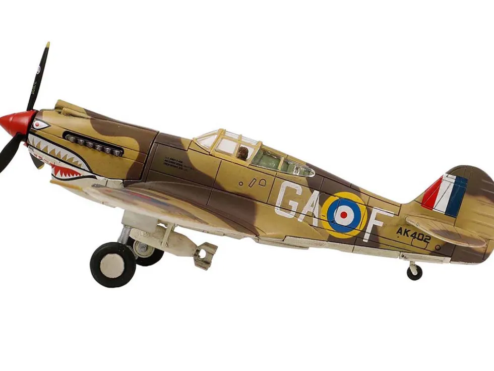Curtiss P-40B Tomahawk MK IIB Aircraft Fighter 112 Squadron Royal Air Force AK402, GA-F North Africa October 1941 WW2 Aircrafts Series 1/72 Diecast Model Forces of Valor FOV-812060A