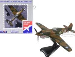 Curtiss P 40 Warhawk Fighter Aircraft Hell s Angels Flying Tigers United States Army Air Corps 1/90 Diecast Model Airplane Postage Stamp PS5354-1
