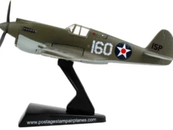 Curtiss P 40 Warhawk Fighter Aircraft #160 Pilot George S Welch United States Army Air Force Attack on Pearl Harbor 1941 1/90 Diecast Model Airplane Postage Stamp PS5354-2