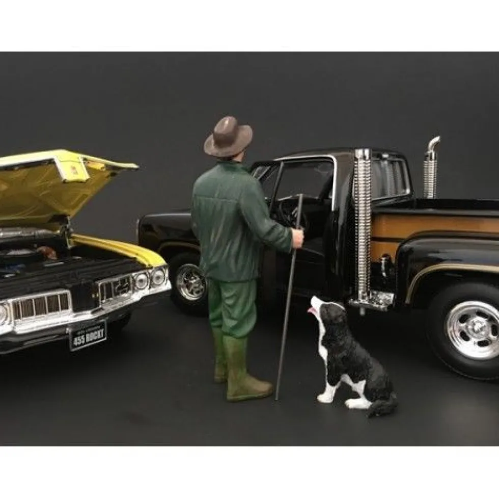 Customer Patrick and a Dog Figurine Figure For 1:18 Models American Diorama 77448