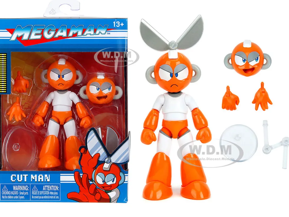 Cut Man 4.5" Moveable Figure with Accessories and Alternate Head and Hands "Mega Man" (1987) Video Game Model by Jada