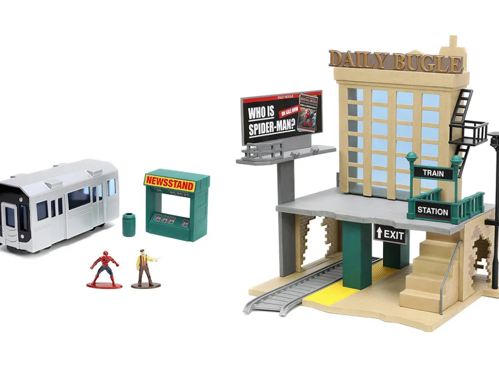 Daily Bugle Subway Diorama Set Spider-Man J. Jonah Jameson Diecast Figures Marvel's Spider-Man Nano Scene Series Models Jada 33659