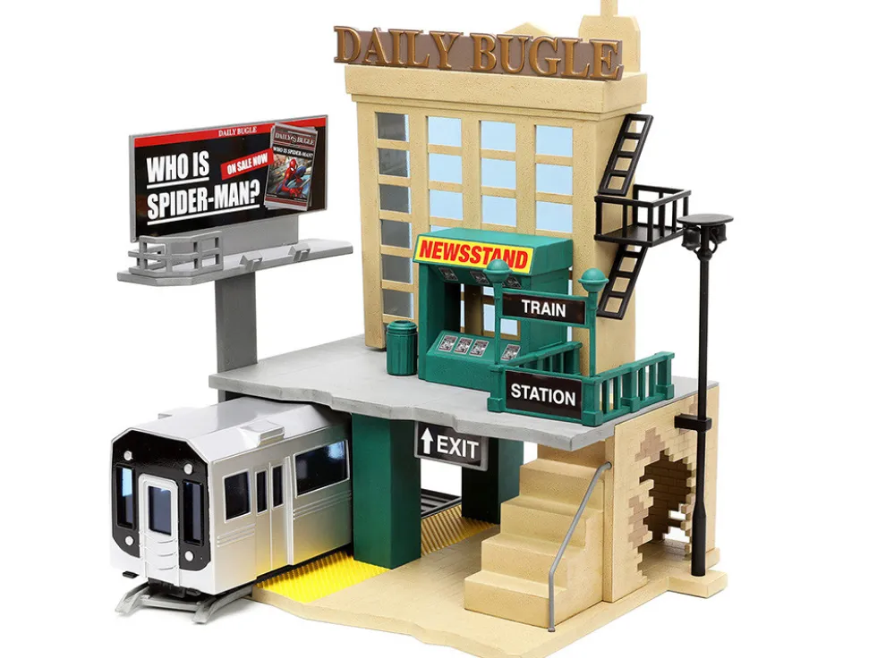 Daily Bugle Subway Diorama Set Spider-Man J. Jonah Jameson Diecast Figures Marvel's Spider-Man Nano Scene Series Models Jada 33659