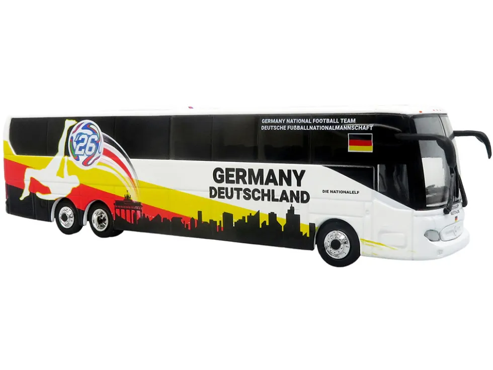 Daimler Tourrider Coach Bus "Germany National Football Team" White with Graphics "International Federation of the Global Game" Series Limited Edition to 504 pieces Worldwide 1/87 (HO) Diecast Model by Iconic Replicas