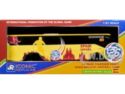 Daimler Tourrider Coach Bus "Spain National Football Team" Yellow with Graphics "International Federation of the Global Game" Series Limited Edition to 504 pieces Worldwide 1/87 (HO) Diecast Model by Iconic Replicas