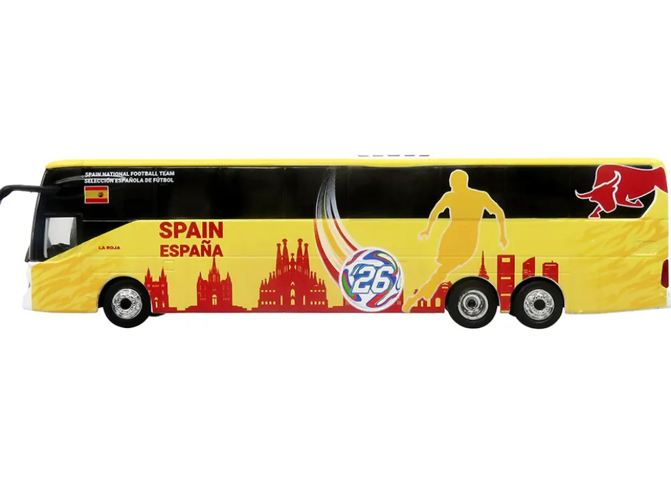 Daimler Tourrider Coach Bus "Spain National Football Team" Yellow with Graphics "International Federation of the Global Game" Series Limited Edition to 504 pieces Worldwide 1/87 (HO) Diecast Model by Iconic Replicas