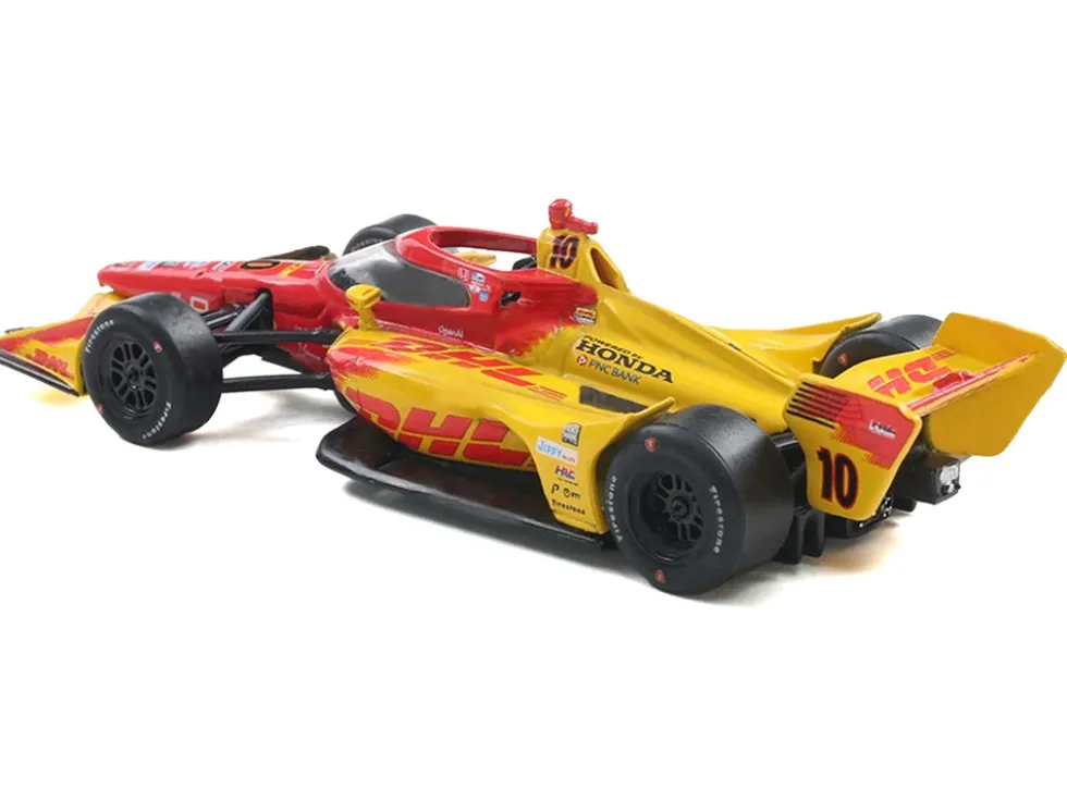 Dallara IndyCar #10 Alex Palou "DHL" Chip Ganassi Racing (Road Course Configuration) Champion "NTT IndyCar Series" (2025) with Trading Card 1/64 Diecast Model Car by IXO Models