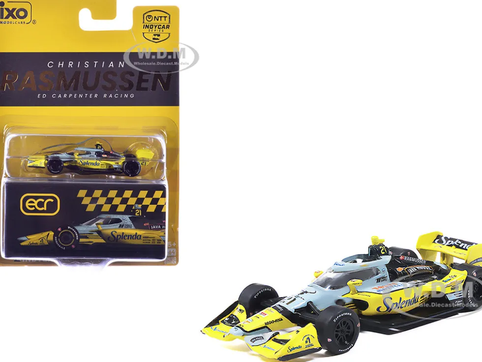 Dallara IndyCar #21 Christian Rasmussen "Splenda" Ed Carpenter Racing (Road Course Configuration) "NTT IndyCar Series" (2026) 1/64 Diecast Model Car by IXO Models