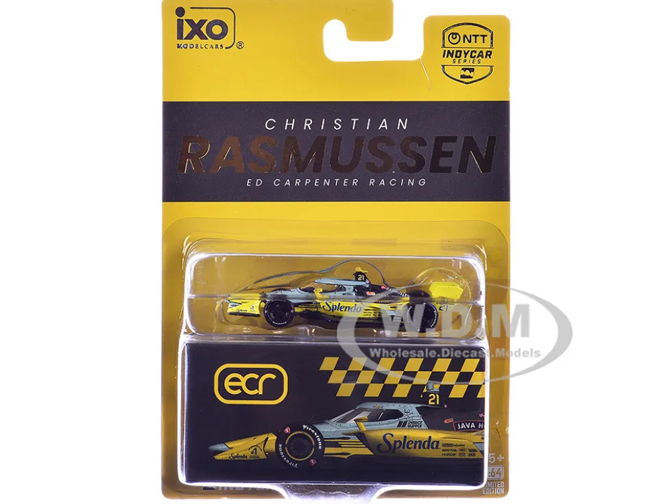 Dallara IndyCar #21 Christian Rasmussen "Splenda" Ed Carpenter Racing (Road Course Configuration) "NTT IndyCar Series" (2026) 1/64 Diecast Model Car by IXO Models