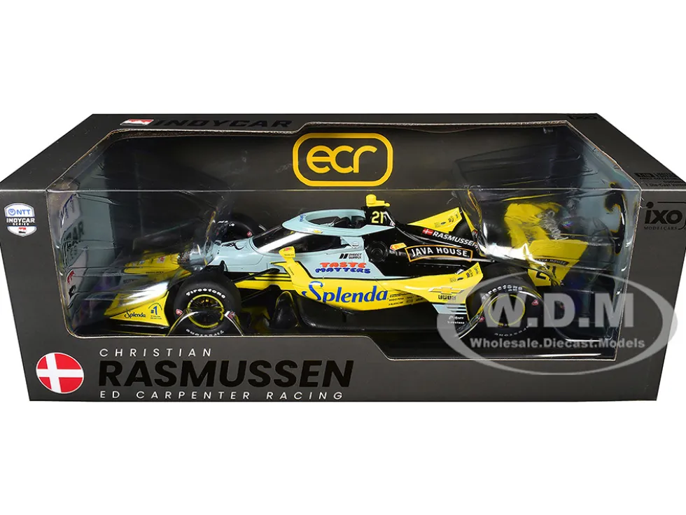 Dallara IndyCar #21 Christian Rasmussen "Splenda" Ed Carpenter Racing (Road Course Configuration) "NTT IndyCar Series" (2026) 1/18 Diecast Model Car by IXO Models