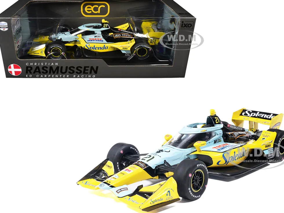 Dallara IndyCar #21 Christian Rasmussen "Splenda" Ed Carpenter Racing (Road Course Configuration) "NTT IndyCar Series" (2026) 1/18 Diecast Model Car by IXO Models