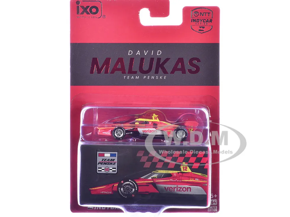 Dallara IndyCar #12 David Malukas "Verizon" Team Penske (Road Course Configuration) "NTT IndyCar Series" (2026) 1/64 Diecast Model Car by IXO Models