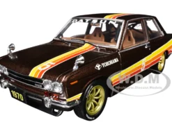 1970 Datsun 510 #5 Brown Metallic with Stripes Limited Edition to 4250 pieces Worldwide 1/24 Diecast Model Car by M2 Machines