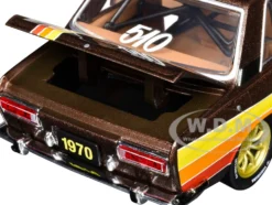 1970 Datsun 510 #5 Brown Metallic with Stripes Limited Edition to 4250 pieces Worldwide 1/24 Diecast Model Car by M2 Machines