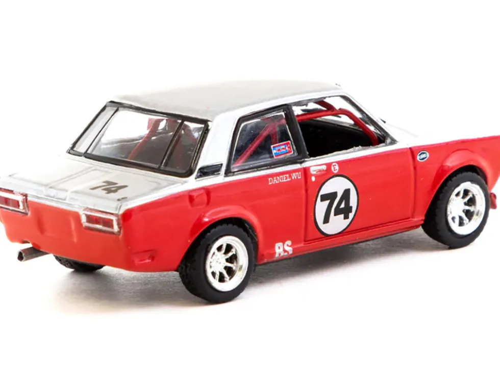 Datsun 510 #74 Daniel Wu "Trans-Am B-Sedan 2.5 Challenge" (2023) Silver and Red "Hobby64" Series 1/64 Diecast Model Car by Tarmac Works