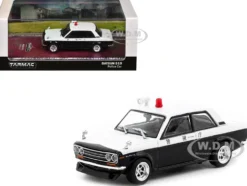 Datsun 510 "Japanese Police" Black and White "Road64" Series 1/64 Diecast Model Car by Tarmac Works