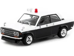 Datsun 510 "Japanese Police" Black and White "Road64" Series 1/64 Diecast Model Car by Tarmac Works
