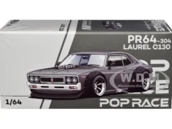 Datsun Laurel C130 RHD (Right Hand Drive) Gray Metallic 1/64 Diecast Model Car by Pop Race