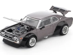 Datsun Laurel C130 RHD (Right Hand Drive) Gray Metallic 1/64 Diecast Model Car by Pop Race