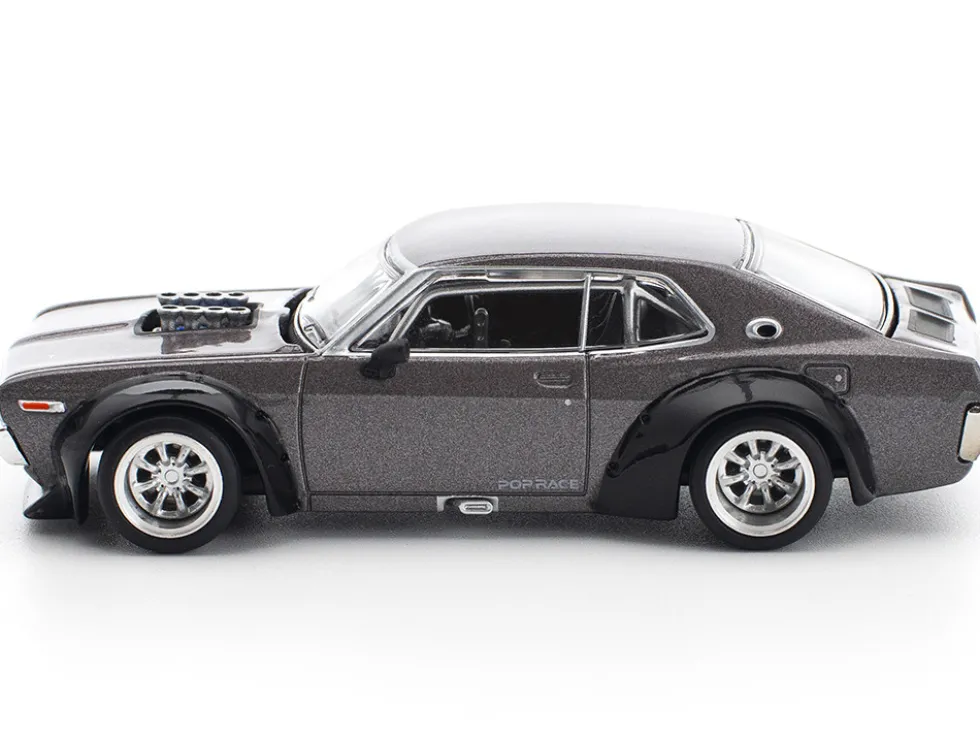 Datsun Laurel C130 RHD (Right Hand Drive) Gray Metallic 1/64 Diecast Model Car by Pop Race