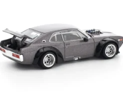 Datsun Laurel C130 RHD (Right Hand Drive) Gray Metallic 1/64 Diecast Model Car by Pop Race