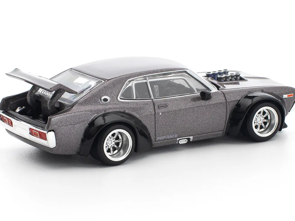 Datsun Laurel C130 RHD (Right Hand Drive) Gray Metallic 1/64 Diecast Model Car by Pop Race