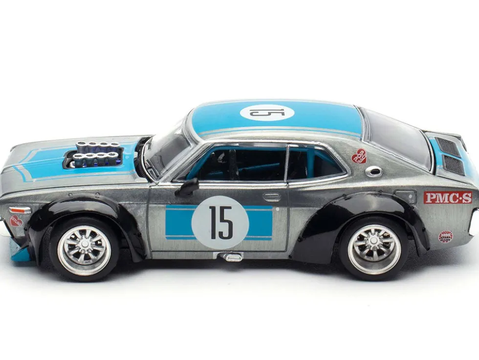 Datsun Laurel C130 RHD (Right Hand Drive) #15 Raw Metal with Blue Stripes "APA XPO 2025 Exclusive" 1/64 Diecast Model Car by Pop Race
