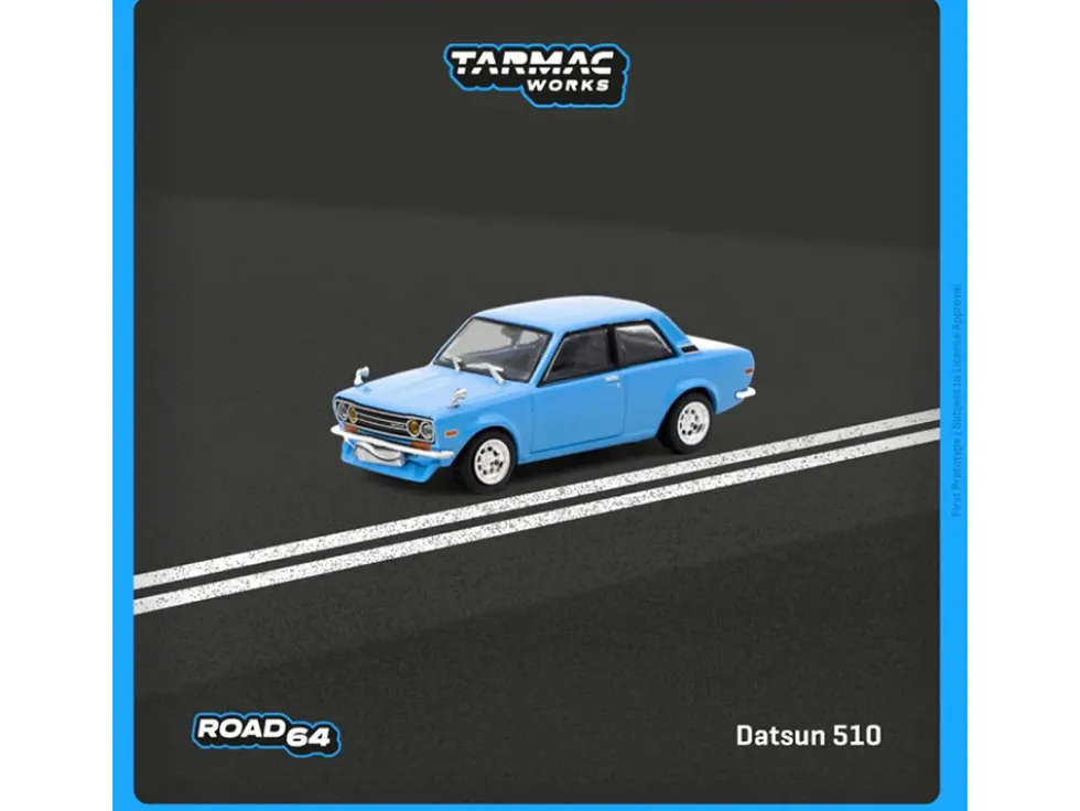 Datsun 510 Light Blue "Road64" Series 1/64 Diecast Model Car by Tarmac Works