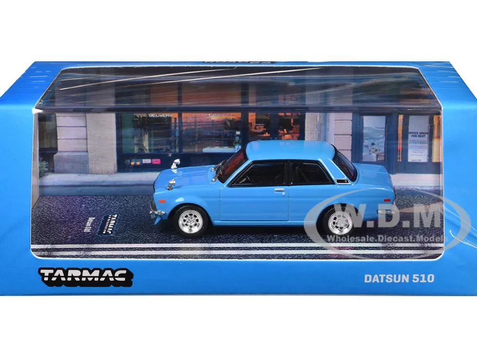 Datsun 510 Light Blue "Road64" Series 1/64 Diecast Model Car by Tarmac Works