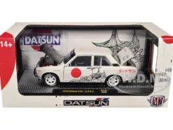 1970 Datsun 510 Light Gray with Japanese Graphics Limited Edition to 4050 pieces Worldwide 1/24 Diecast Model Car by M2 Machines