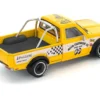 Datsun Pandem 620 Pickup Truck "MoonEyes" Yellow with White Sides and Graphics 1/64 Diecast Model Car by Pop Race