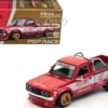 Datsun Pandem 620 Pickup Truck #41 Red Metallic with White Stripes and Graphics "2025 Thailand Diecast Expo" 1/64 Diecast Model Car by Pop Race