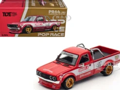 Datsun Pandem 620 Pickup Truck #41 Red Metallic with White Stripes and Graphics "2025 Thailand Diecast Expo" 1/64 Diecast Model Car by Pop Race