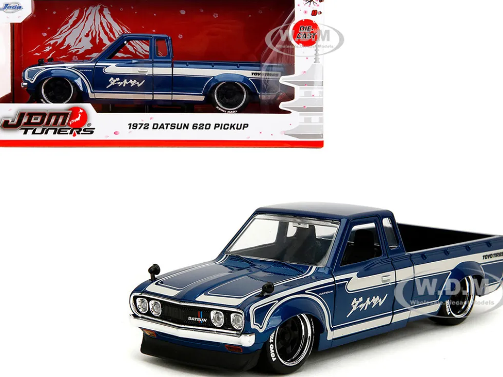 1972 Datsun 620 Pickup Truck Blue Metallic and Cream "JDM Tuners" Series 1/24 Diecast Model Car by Jada