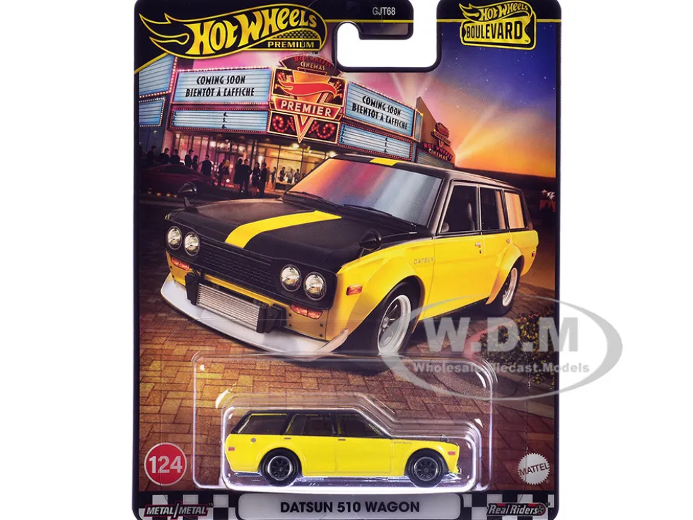 Datsun 510 Wagon Yellow and Black "Boulevard" Series Diecast Model Car by Hot Wheels