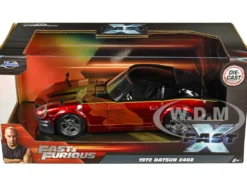 1972 Datsun 240Z Black and Red Metallic with Graphics Fast X 2023 Movie Fast & Furious Series 1/24 Diecast Model Car Jada 34916