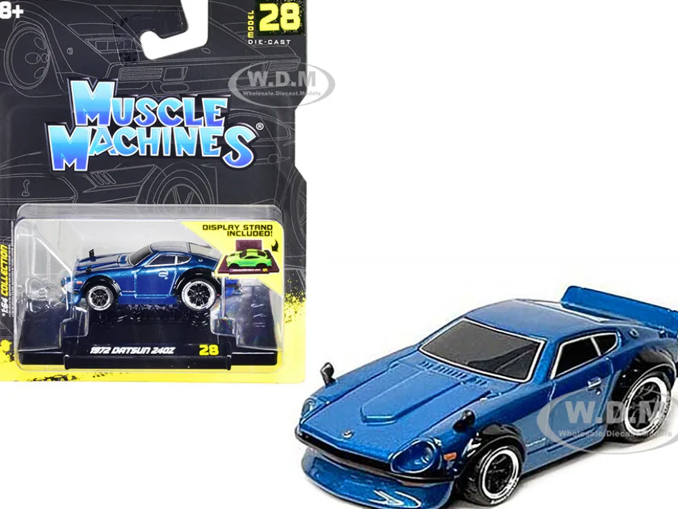 1972 Datsun 240Z Blue Metallic 1/64 Diecast Model Car Muscle Machines 15568BL