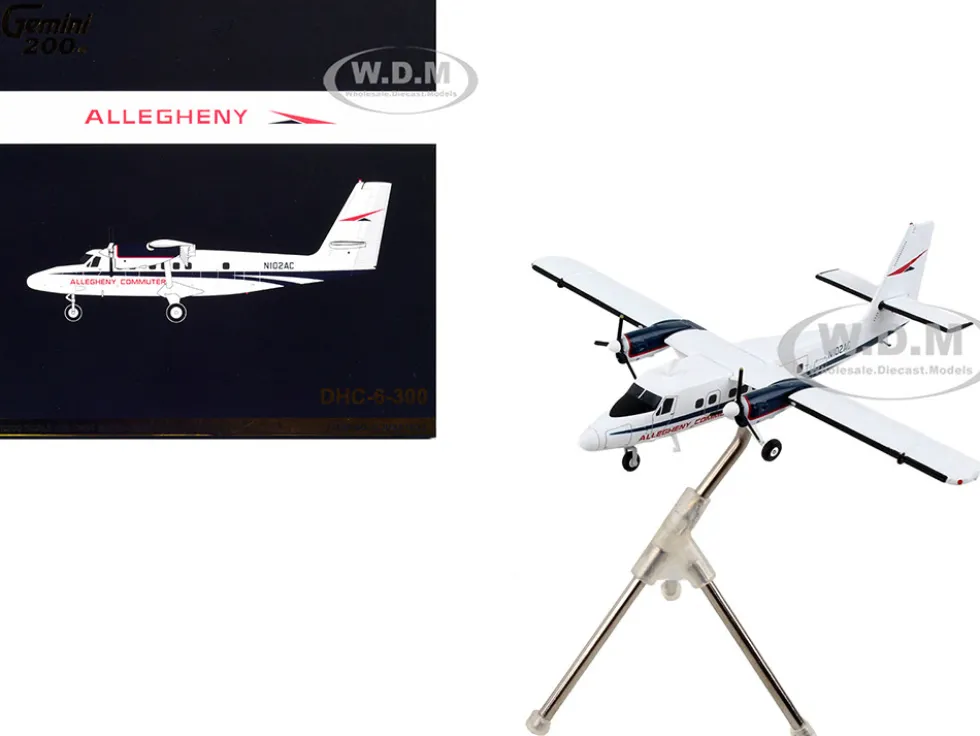 De Havilland DHC 6 300 Commercial Aircraft Allegheny Airlines White with Blue Stripes Gemini 200 Series 1/200 Diecast Model Airplane GeminiJets G2USA1033