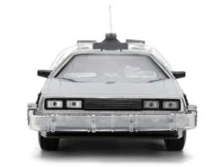 DeLorean Brushed Metal Time Machine with Lights "Back to the Future" (1985) Movie "40th Anniversary" Special Packaging "Hollywood Rides" Series 1/24 Diecast Model Car by Jada