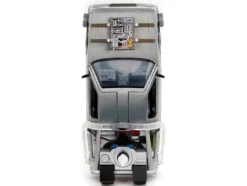 DeLorean Brushed Metal Time Machine Train Wheel Version with Lights Back to the Future Part III 1990 Movie Hollywood Rides Series 1/24 Diecast Model Car Jada 34996