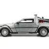 DeLorean Brushed Metal Time Machine Lights Back to the Future 1985 Movie Hollywood Rides Series 1/24 Diecast Model Car Jada 32911