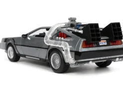 DeLorean Brushed Metal Time Machine Lights Back to the Future 1985 Movie Hollywood Rides Series 1/24 Diecast Model Car Jada 32911