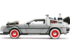 DeLorean Brushed Metal Time Machine Lights Back to the Future Part III 1990 Movie Hollywood Rides Series 1/24 Diecast Model Car Jada 32166