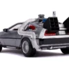 DeLorean Brushed Metal Time Machine with Lights Flying Version Back to the Future Part II 1989 Movie Hollywood Rides Series 1/24 Diecast Model Car Jada 31468