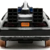 DeLorean DMC Time Machine Brushed Metal Train Wheel Version Back to the Future Part III 1990 Movie Hollywood Rides Series 1/32 Diecast Model Car Jada 34786