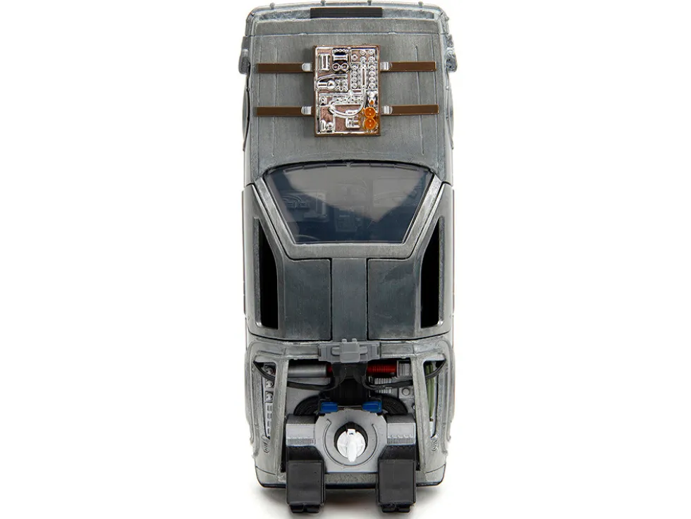 DeLorean DMC Time Machine Brushed Metal Train Wheel Version Back to the Future Part III 1990 Movie Hollywood Rides Series 1/32 Diecast Model Car Jada 34786