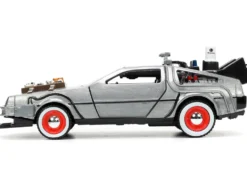 DeLorean DMC Time Machine Brushed Metal Back to the Future Part III 1990 Movie Hollywood Rides Series 1/32 Diecast Model Car Jada 32290