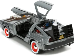 DeLorean DMC Time Machine Brushed Metal Back to the Future Part III 1990 Movie Hollywood Rides Series 1/32 Diecast Model Car Jada 32290