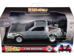 DeLorean DMC Time Machine Brushed Metal Back to the Future Part I 1985 Movie Hollywood Rides Series 1/32 Diecast Model Car Jada 32185