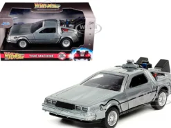 DeLorean DMC Time Machine Brushed Metal Back to the Future Part I 1985 Movie Hollywood Rides Series 1/32 Diecast Model Car Jada 32185